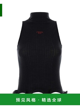 香港直邮Fendi 芬迪 女士 黑色棉质背心上衣 FS9740AVFE