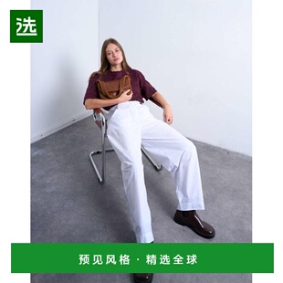 1h可退 香港直邮Topshop 女士 嵌束腰膨起裤子(白色) white白色