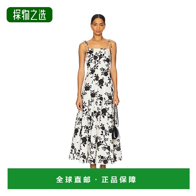 香港直邮Self-Portrait 女士 印花亚麻长款连衣裙 SS25109MC