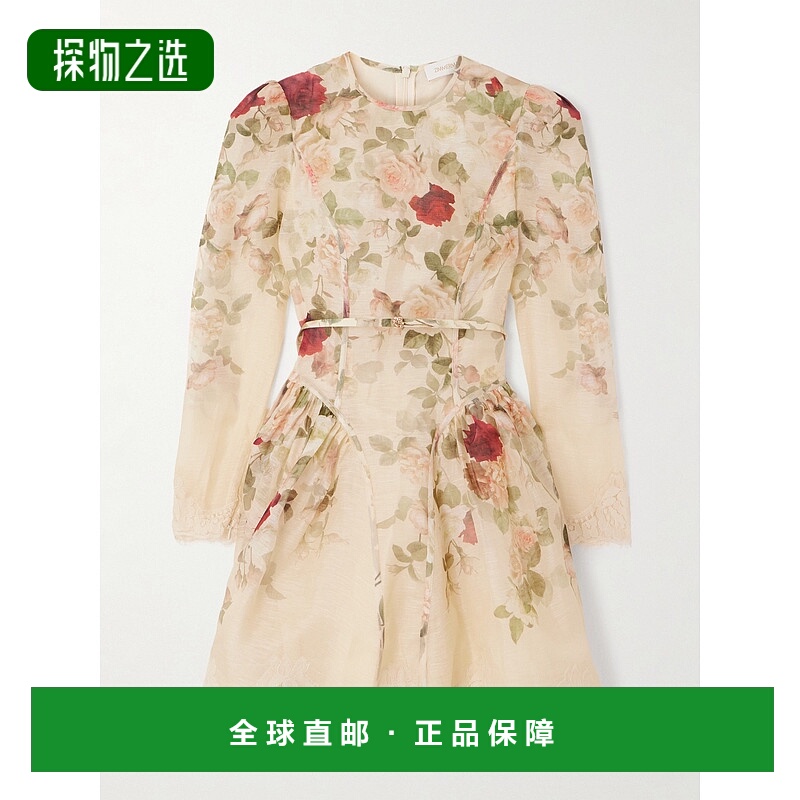 香港直邮ZIMMERMANN 女士 Hypnotic 蕾絲邊迷你連身裙 5241DF251