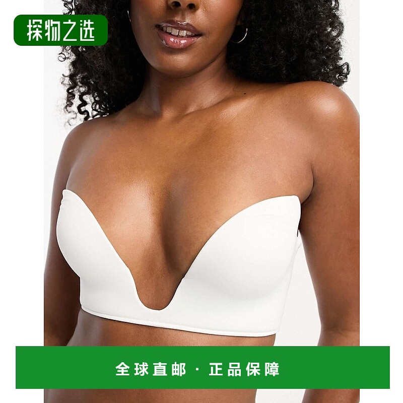 1h可退 香港直邮ASOS 女士 moulded 设计超细纤维开襟深V文胸(白)
