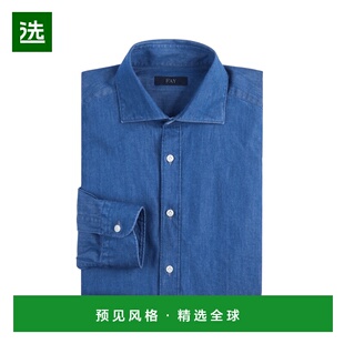 香港直邮FAY 男士衬衫 NCMA151115LMJPU210 AW2025 蓝色 常规牛仔