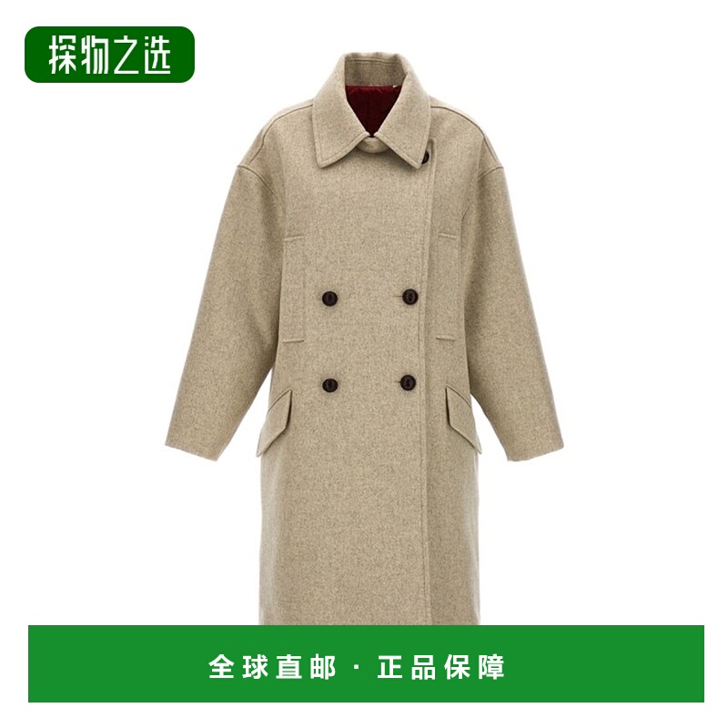 香港直邮Isabel Marant 长袖大衣 MA0161FAA4D05I羊毛翻领