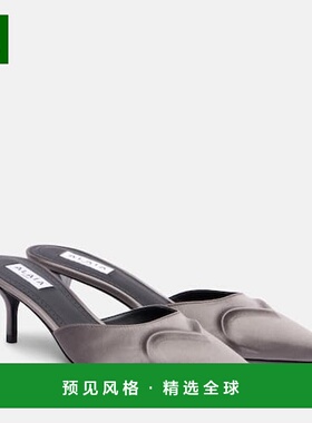 1h可退 香港直邮Alaïa 女士 Le Cœur 3D 55 绸缎凉拖 grey灰色 舒