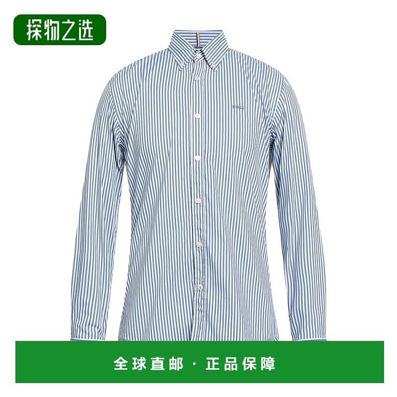 香港直邮BOSS 波士 男士 条纹衬衫 blue蓝色 舒适时尚