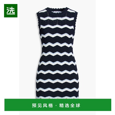 香港直邮VERONICA BEARD 女士 Templeton 条纹罗纹棉混纺迷你连衣