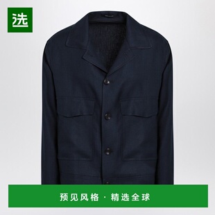 1h可退 香港直邮Tagliatore 男士 蓝色亚麻夹克 AMIR340021EB813