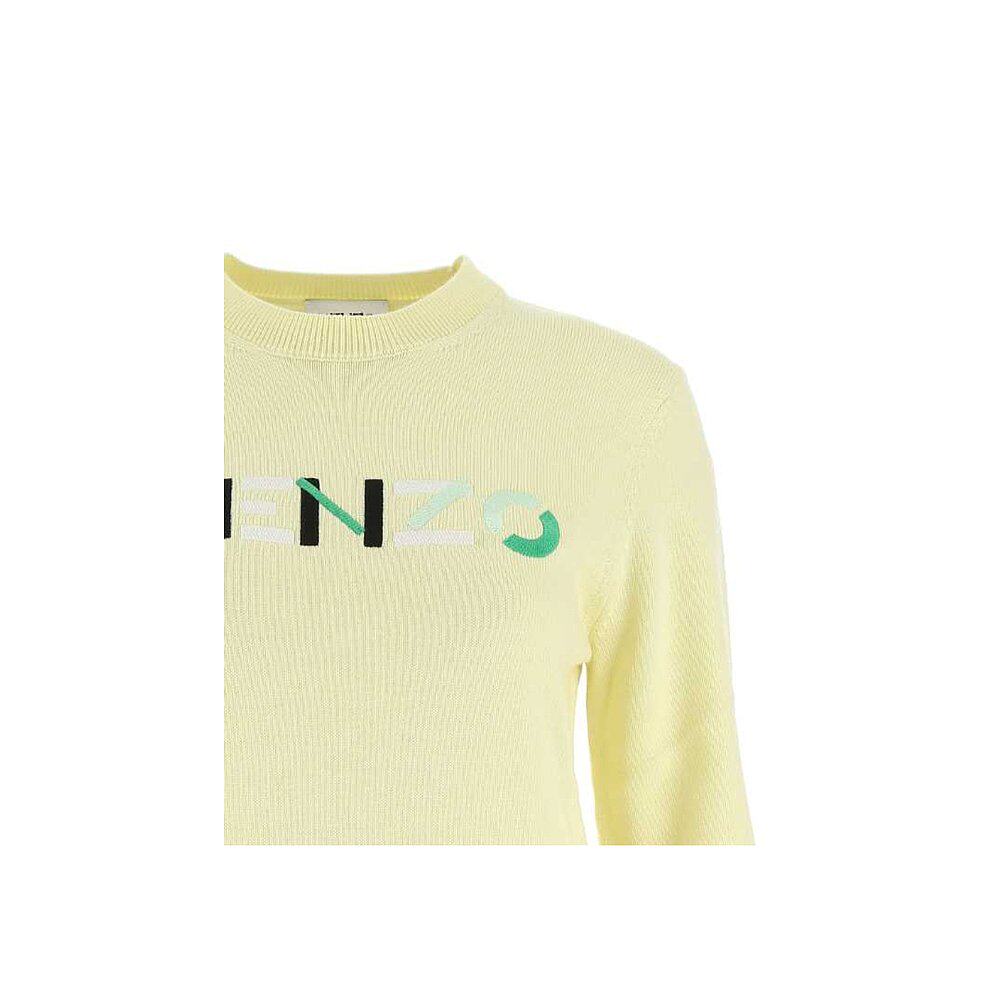 香港直发kenzo高田贤三黄色长袖logo刺绣羊毛套衫fb62pu6393la