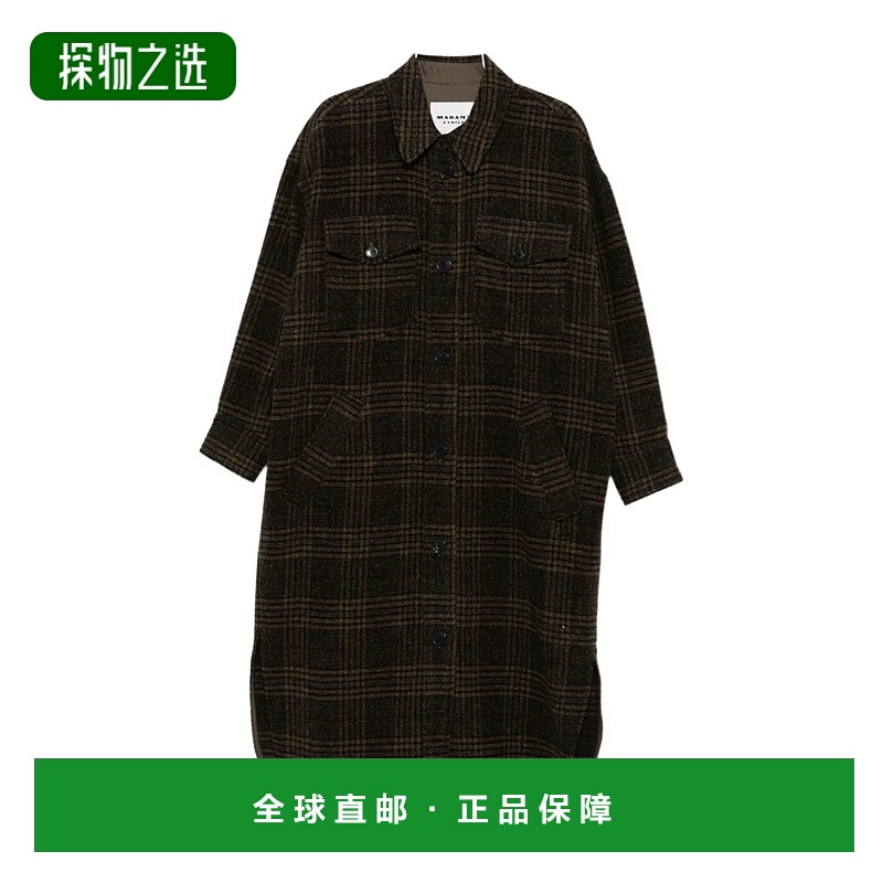 香港直邮Isabel Marant 格纹大衣 MA0437FAC3D02E羊毛