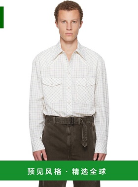 香港直邮Lemaire 男士 灰白色 Western Check 衬衫 SH1209LF1503