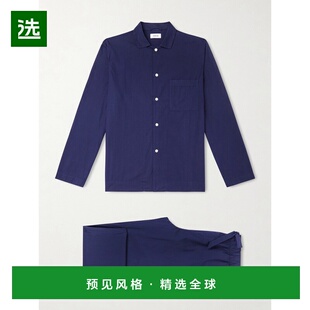 1h可退 香港直邮Tekla 男士 有机棉质府绸睡衣 SWTTRUENAVY