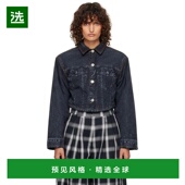 女装 1h可退 短外 黑色牛仔印花短款 夹克 美国直邮 Pushbutton