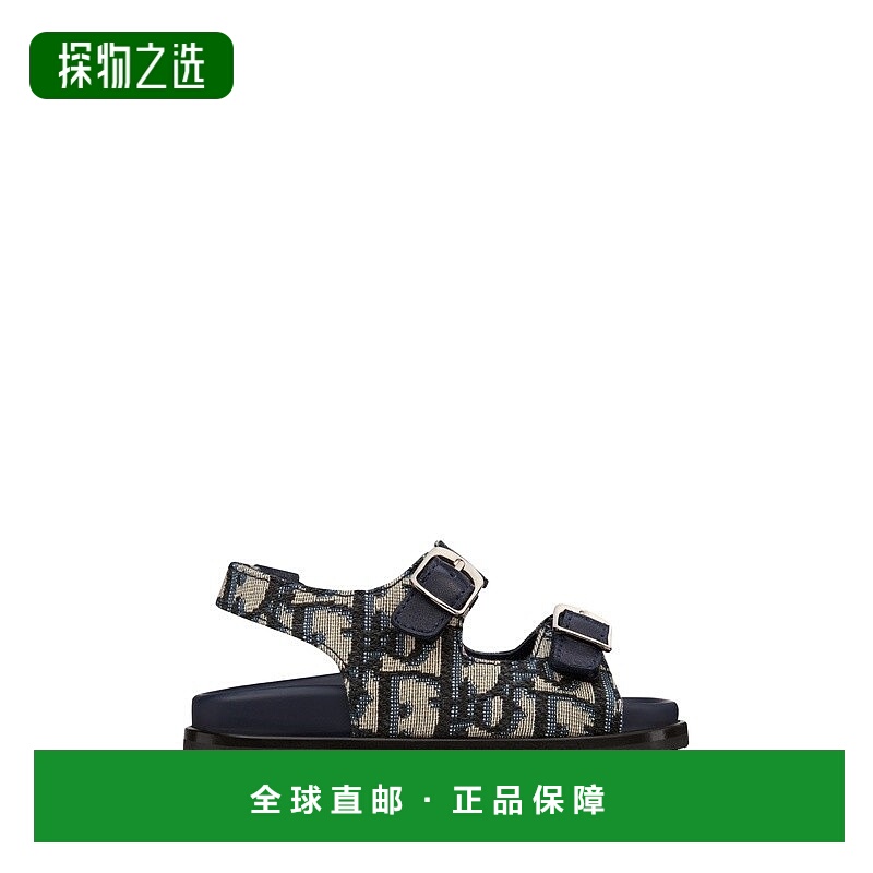 欧洲直邮Dior 迪奥 儿童蓝色帆布凉鞋新款