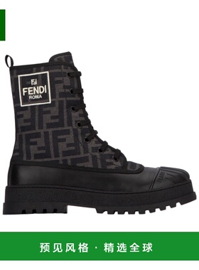 香港直邮Fendi 系带提花高帮厚底靴子 JMR464AQ6V