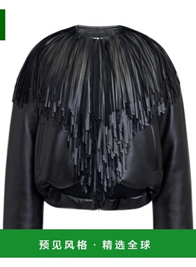 香港直邮Alaia 流苏皮革飞行员夹克 AA9V1074C228A皮夹克