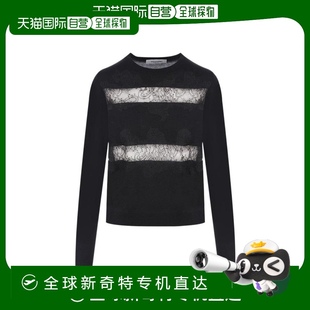 黑色羊毛蕾絲拼接套衫 99新未使用 香港直郵Valentino WB3KC24