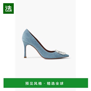 1h可退 香港直邮Amina Muaddi 女士 Camelia 水晶装饰牛仔布浅口