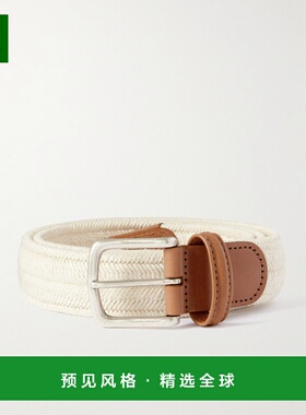 1h可退 andersons 男士 皮革饰边编织绳子皮带 B0667NE11