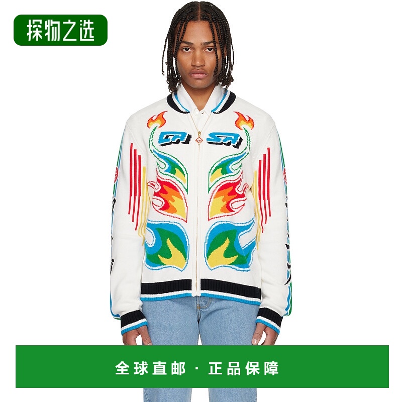 香港直邮Casablanca 男士 白色 Flame Laurel Cotton Knit Casa C