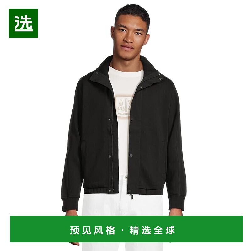 1h可退 美国直邮Armani Exchange 男士 可拆卸带帽全拉链卫衣