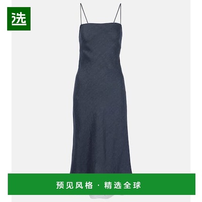 1h可退 香港直邮Staud 女士 Paolo 亚麻混纺中长连衣裙 white白色