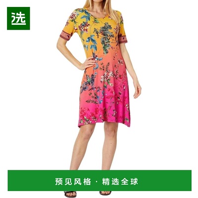 1h可退 【美国直邮】Johnny Was女士连衣裙圆领紧身中长款修身时