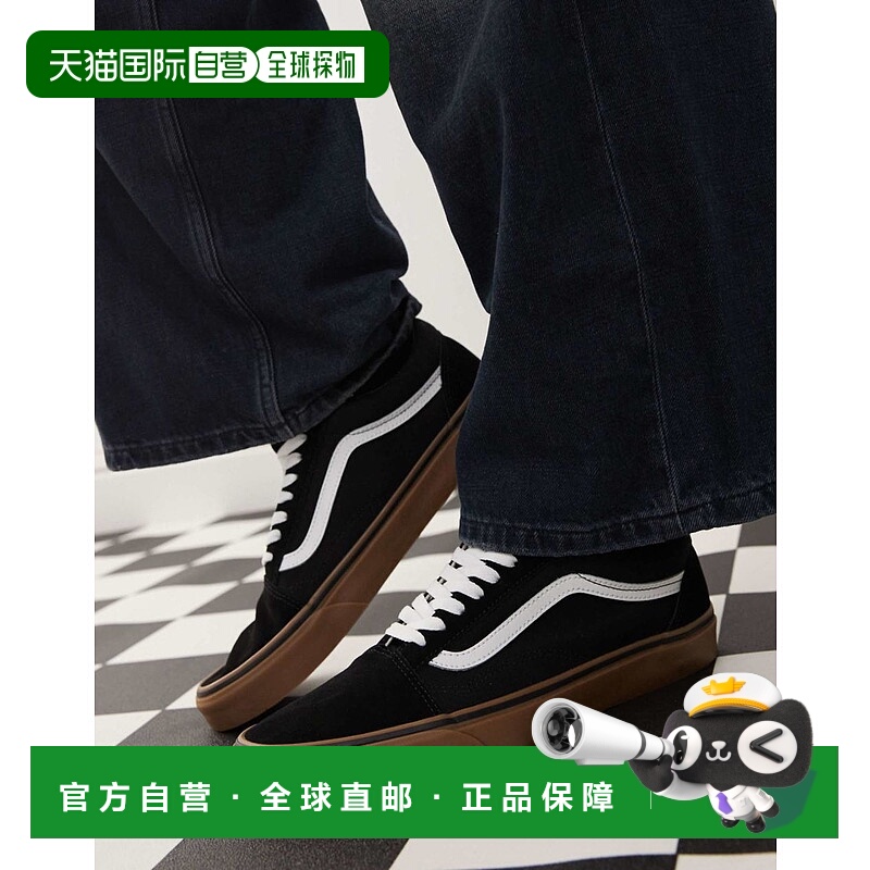 1h可退 香港直邮Vans 范斯 女士 Old Skool gum 鞋跟训练鞋(黑色/