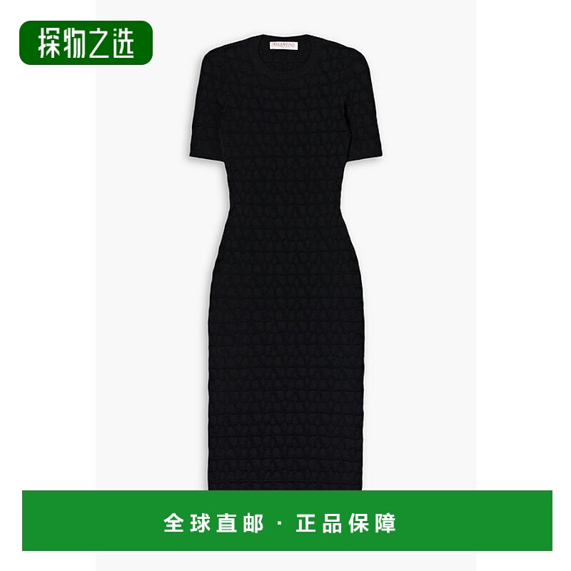 香港直邮valentino 华伦天奴 女士 提花针织中长连衣裙 B3KD11T8F