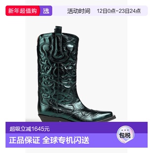 1h可退 香港直邮GANNI 甘尼 女士 金属感牛仔靴子 S28374911771CL