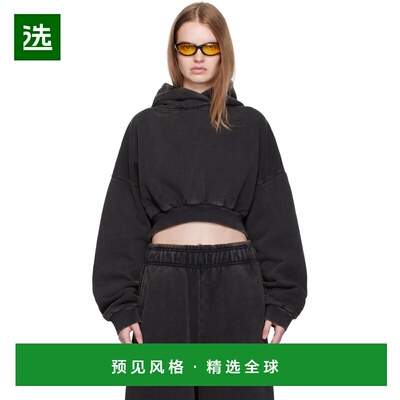 1h可退 香港直邮Entire Studios 女士 黑色 Cropped Heavy 连帽衫