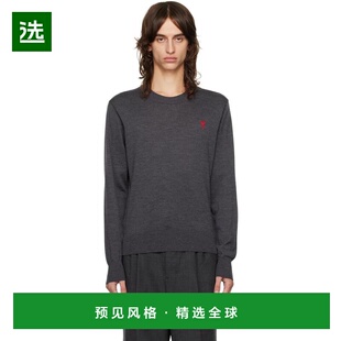 1h可退 【美国直邮】AMI Paris 灰红色 Ami De Cœur 毛衣 男装 针