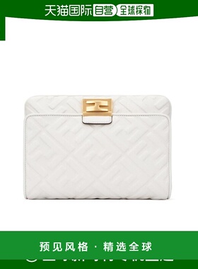 香港直邮Fendi 白色logo压纹腰包 8BT305A72V斜挎包单肩包