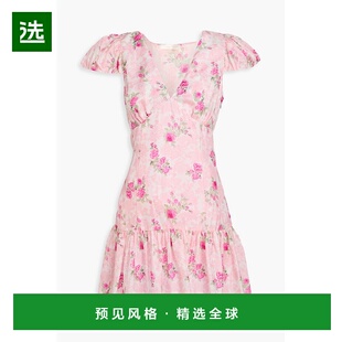 1h可退 香港直邮LOVESHACKFANCY 女士 Russ 印花真丝电力纺迷你连