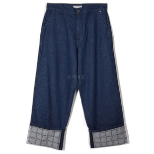 韩国直邮JW ANDERSON LOGO网格翻边工装牛仔裤 (DT0078-PG1336 87