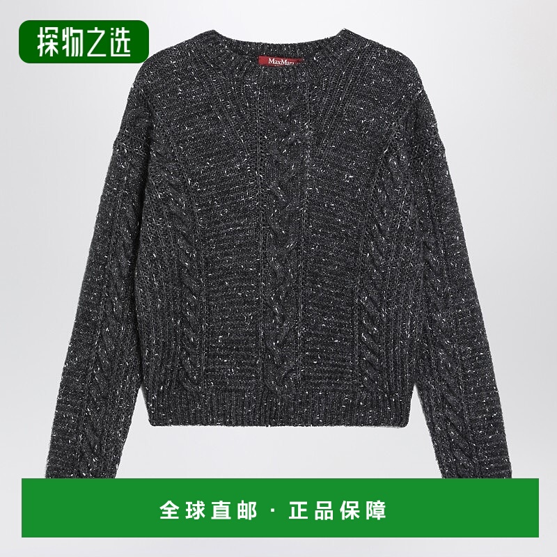 香港直邮MaxMara 麦斯玛拉 女士 煤炭黑宽松款羊驼毛混纺毛衣 CRA