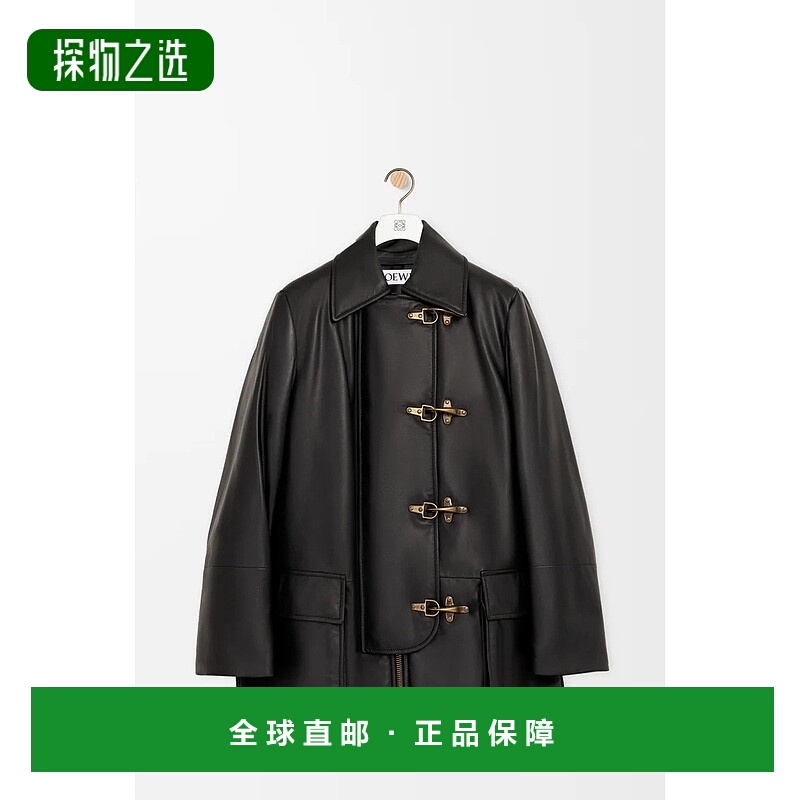 欧洲直邮Loewe罗意威 女士黑色羊皮拉链闭合大衣