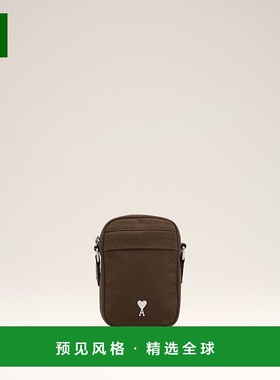 欧洲直邮AMI 小号绿色 AMI DE COEUR 帆布单肩包斜挎包