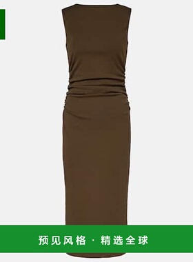 1h可退 香港直邮VERONICA BEARD 女士 Charissa 褶皱棉混纺中长连