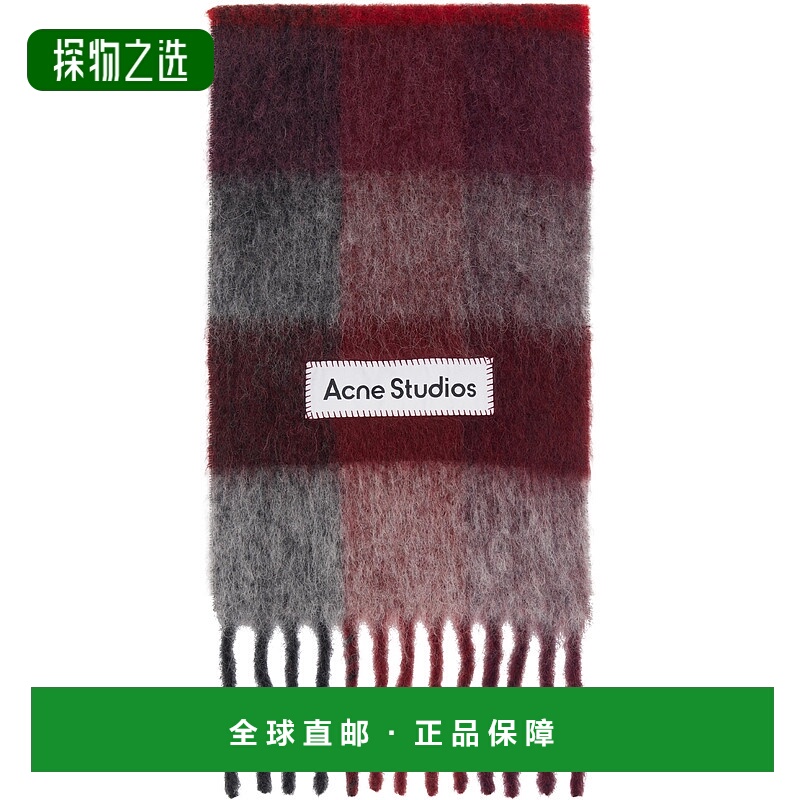 香港直邮Acne Studios 艾克妮 男士 红色 & 灰色 Check Fringe 围