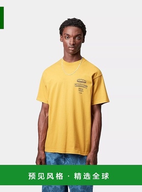 欧洲直邮Carhartt Wip 男士黄色棉短袖T恤针织印花棉质