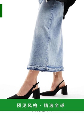 1h可退 香港直邮ASOS 女士 Sutton mid suedette 设计宽版露跟粗(