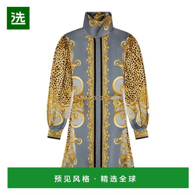 香港直邮Versace Cheetah Foulard真丝花结领迷你连衣裙 10217711