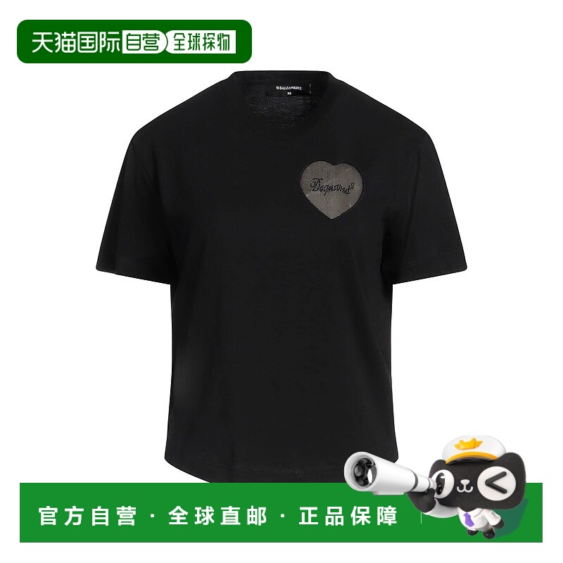 1h可退 香港直邮Dsquared2 二次方 女士 T恤 black黑色 舒适时尚