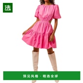 美国直邮 Dress line 1h可退 dot Jenna 粉色短款 飘逸连衣裙