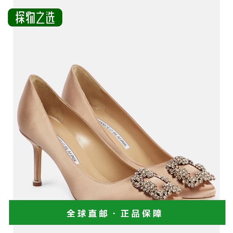 香港直邮MANOLO BLAHNIK 莫罗·伯拉尼克 女士 Hangisi 70 精饰绸