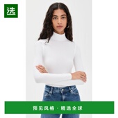 white白色 1h可退 舒适 女士 罗纹高领上衣 香港直邮Frame Denim