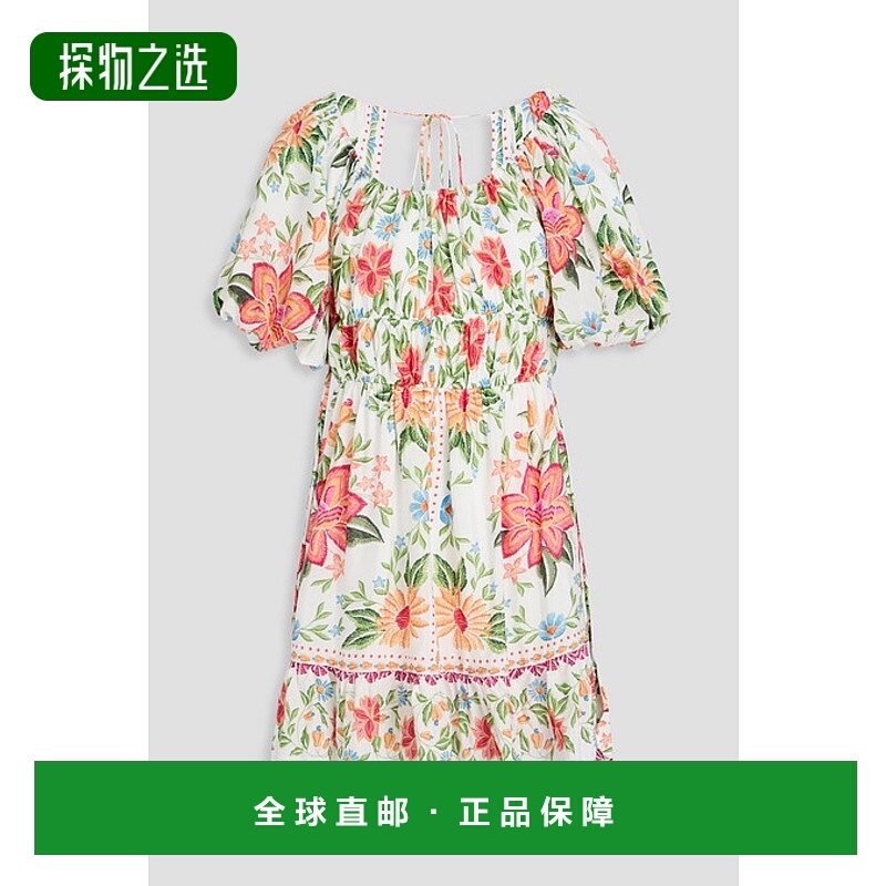 1h可退 香港直邮FARM RIO 女士 印花棉混纺迷你连衣裙 321605BLOO