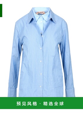 香港直邮N21 女士衬衫 G0310049RD11 AW2023 蓝色 条纹衬衫