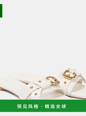 香港直邮Chloe 蔻依 女士 Mae 皮质凉拖 White 白色单鞋时尚舒适