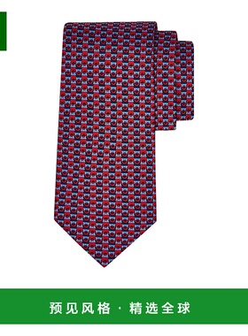 香港直邮Salvatore Ferragamo Gancini 双色印花真丝领带 351313